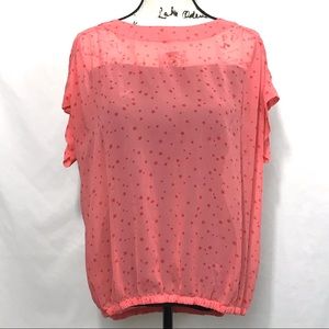 A.N.A. Sheer Star Blouse Sz XL in Salmon